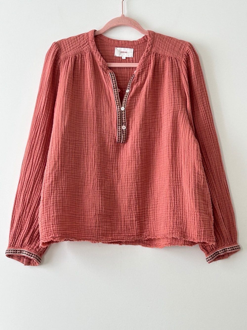 Xirena 100% Cotton Colette Gauze Henley Top